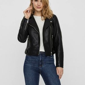 NWT KERRI FAUX-LEATHER MOTO JACKET